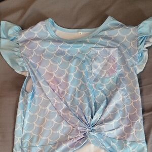 Amazon Light Blue Mermaid Scale Kids Tee